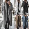 2025 Women's Multi-Color Woolen Long Windbreaker Jacket - European & American Style