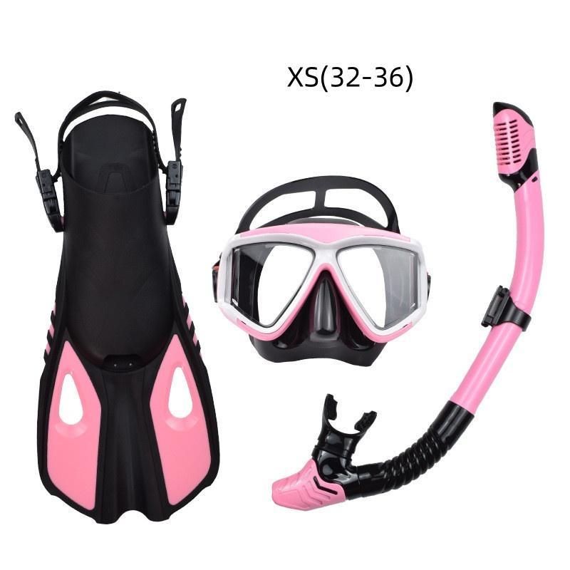 Adult Diving Goggles Snorkeling Set Anti Choking Dry Diving Face Mask Breathing Tube Fins Snorkeling Three Piece Set Outdoor Diving Sports Equipment