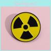 Unique Geometric Radiation Symbol Badge Stylish Round Metal Brooch For All Genders