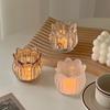 2PCS Elegant Vintage Tulip Shaped Candle Holder Mini Romantic Candle Cup Clear Ornament Glass Candle Holder Living Room