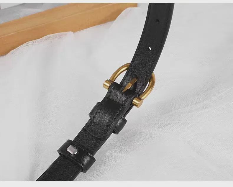 Women's 2023 Genuine Leather Pin Buckle Belt - Korean Style, Trendy, Versatile, Simple, Thin Belt for Suit Pants