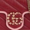 Gucci GG Marmont Золотая этикетка Логотип Цветные блоки Отделка Цепочка на плечо Стеганая кожаная сумка через плечо Мини Женская Красная и Розовая