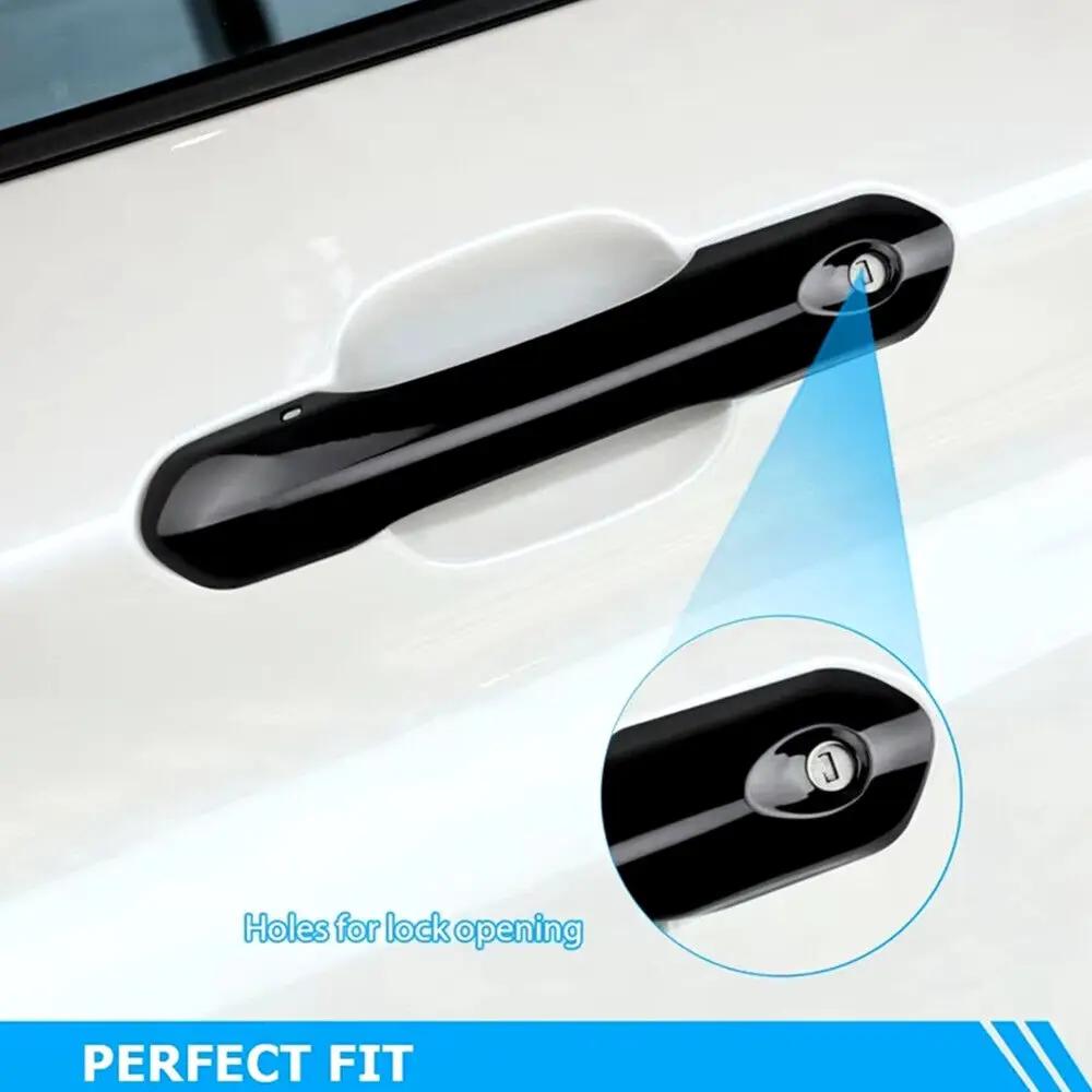 For Ford Explorer 2020-2025 Carbon Fiber Style Chrome Car Door Handle Cover Sticker Trim Cap Accessories Auto Protect Decor ABS