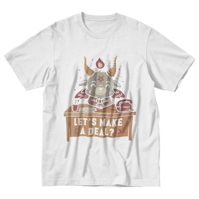 Мужская футболка Забавный Бафомет Злой Сатана Демон Топы Мужчины Женщины Harajuku Мультфильм Графический Футболка Люцифер Коза Футболка Футболки с короткими рукавами