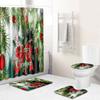 Christmas Shower Curtain Floor Mat Combination Four-Piece Set Bathroom Toilet Carpet Shower Room Mat Foot Mat