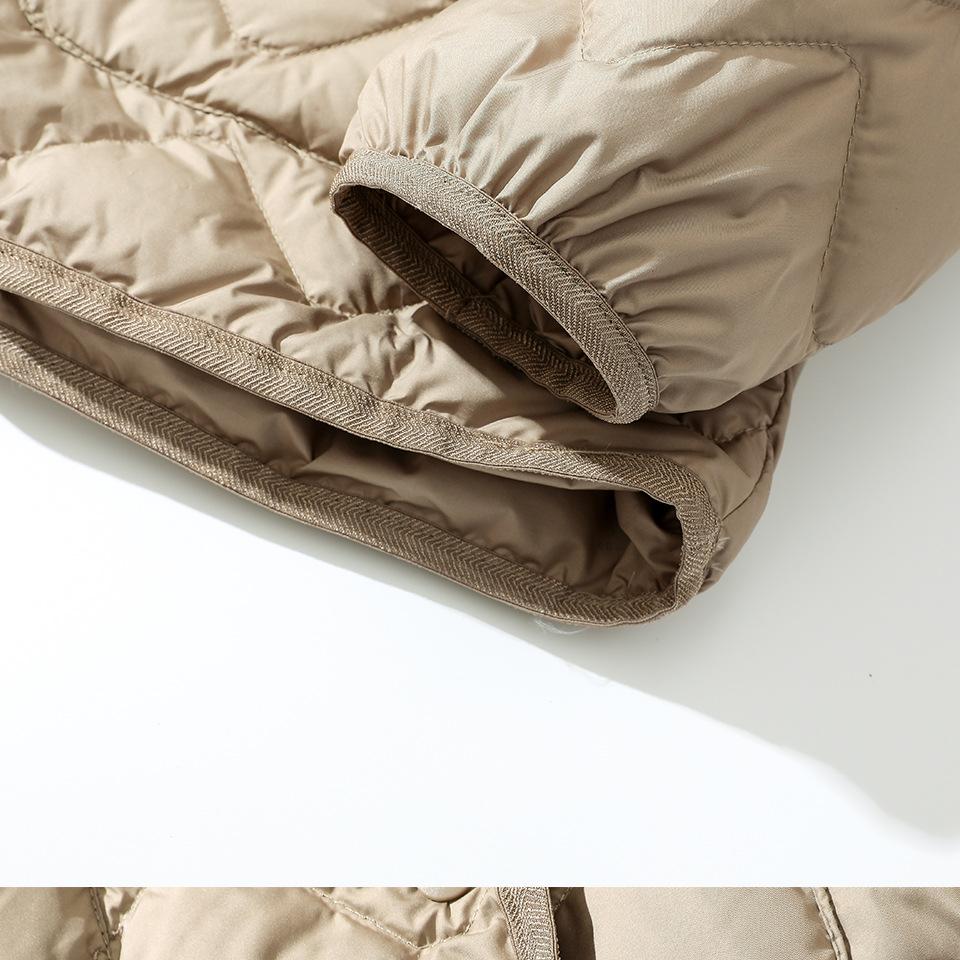 Women Ultralight Down Jacket Autumn Winter Outwear Casual Argyle Stand Collar Simple Coat Korean Style