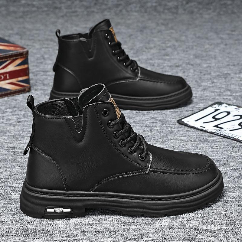 Fashion Mens Boots Fashion Leather Men's Ankle Boots Autumn Outdoor Platform Hiking Designer Luxury Casual High Top Boot Botas Masculino