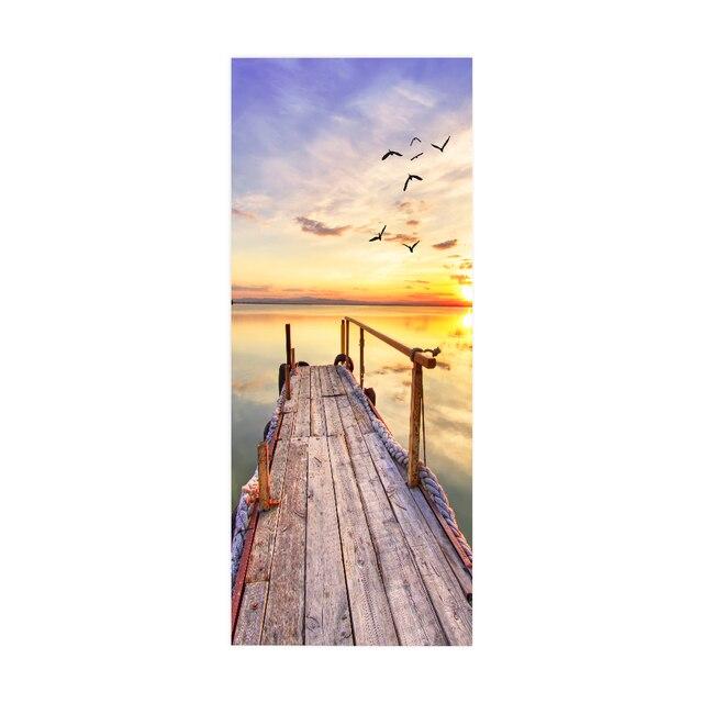 Дверные наклейки визуальное пространство пляжный коридор искусство водонепроницаемые обои гостиная спальня дверные обои ПВХ самоклеящиеся наклейки