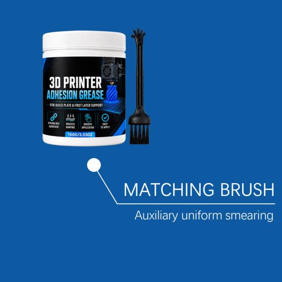 Print Bed Coating 3D Printer Adhesion Paste, Anti-Warping Excellent Build Plate Glue Grease, Reliable Filament Bonding on Printing Surfaces Paste