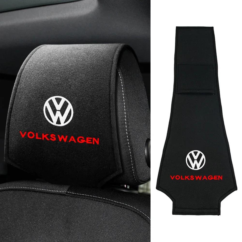 1/2PCS Car Headrest Cover Seat Accessories Car Styling Accessories For VW Golf Polo Jetta Passat Tiguan Beetle Touran Polo 7UED