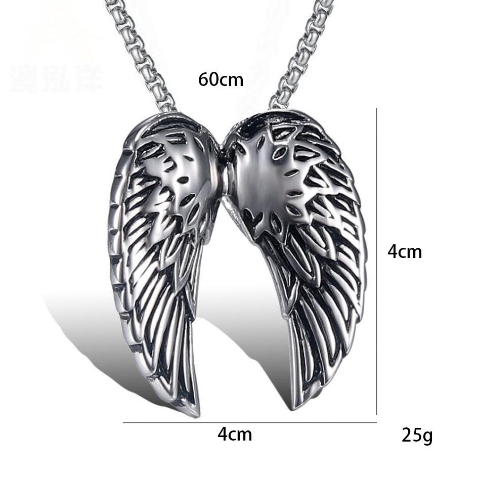 Серебряное перо ангельские крылья кулон ожерелье панк титан нержавеющая сталь ожерелье для мужчин и женщин