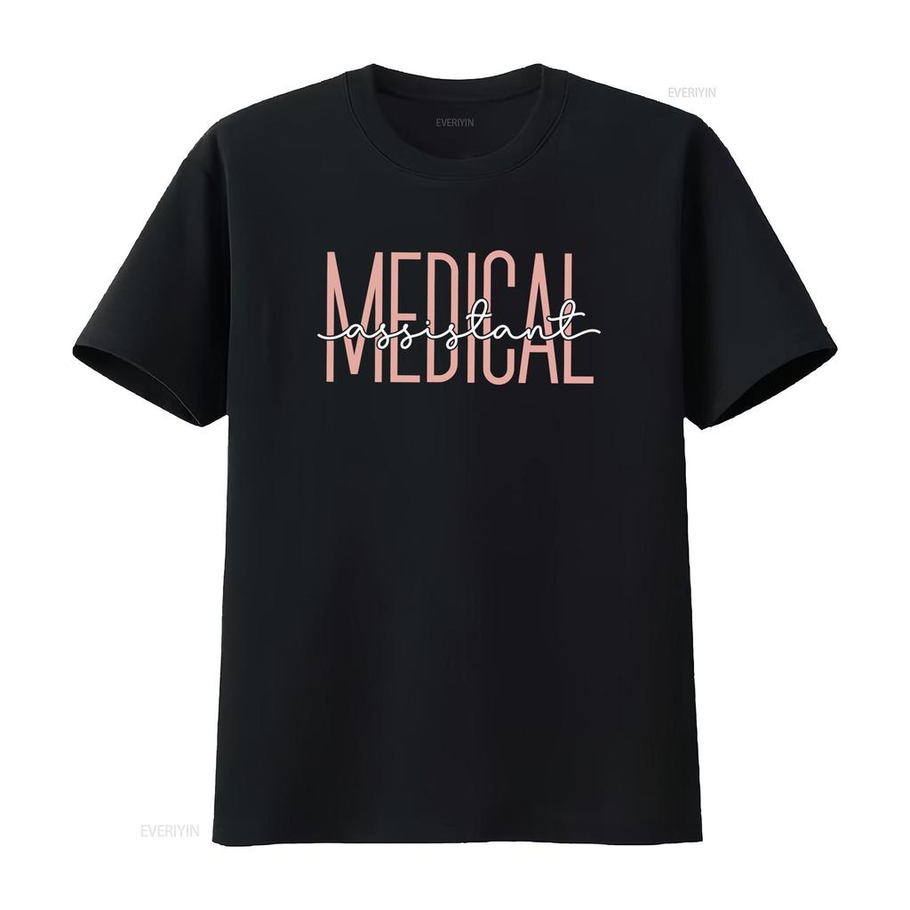 Minimalist Medical Assistant Letter Print Casual T Shirt Vintage Washed Designer Clothes Stylish Homme Soft Slightly Stretched