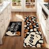 Halloween Kitchen Mat Set Black Gold Stripe Pumpkin Boo Runner Mat Entryway Holiday Home Decor Aesthetic Art Cute