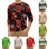 Men's Fashion Printed Round Neck Long Sleeve Bottoming Shirt Top