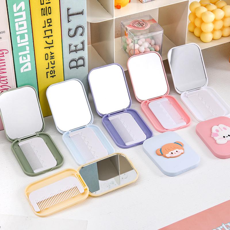 Портативная мультяшная карманная дорожная маленькая массажная щетка для волос мини-карманное зеркало складная расческа для женщин и девочек милые инструменты для укладки