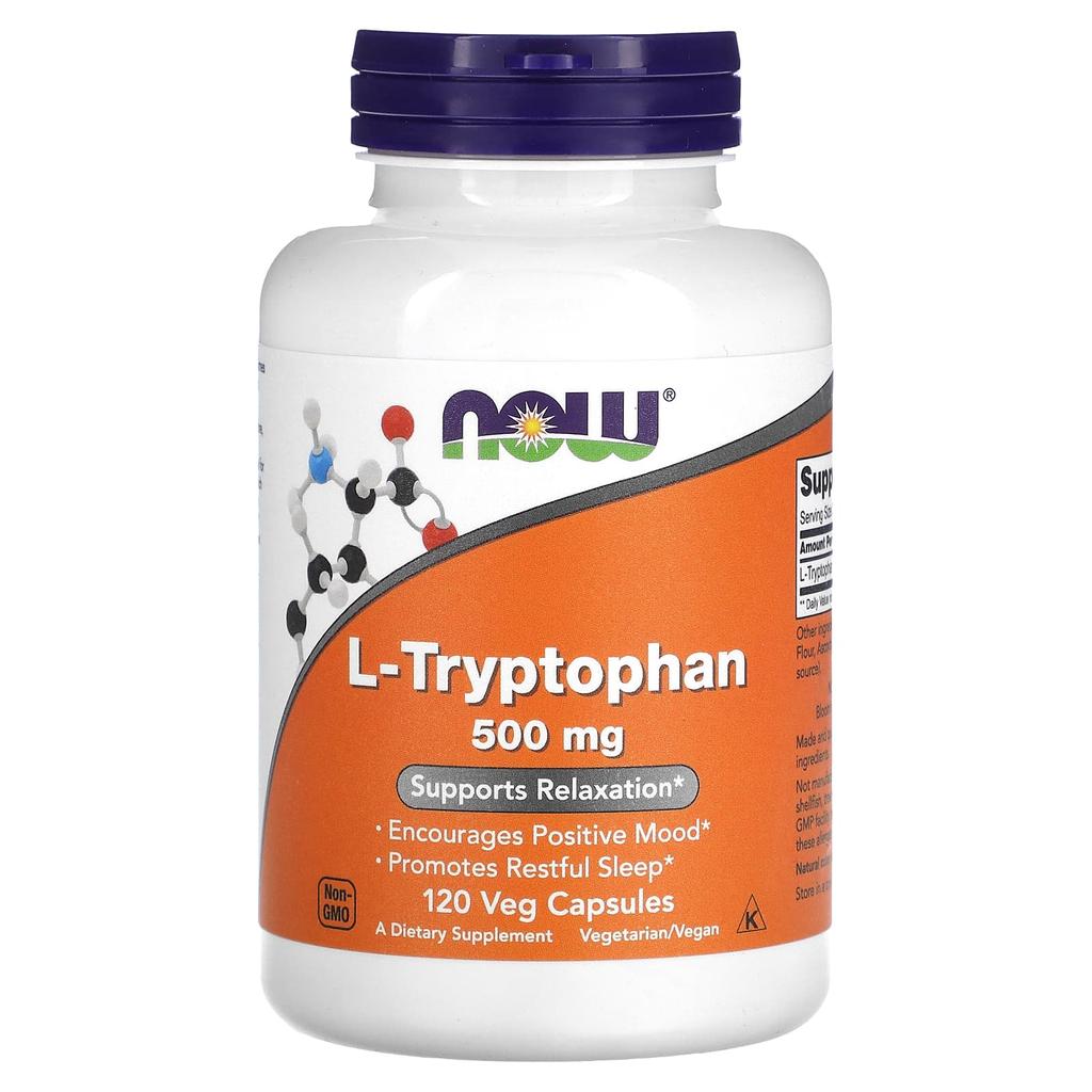 NOW Foods, L-Tryptophan, 500 mg, 120 Veggie Capsules