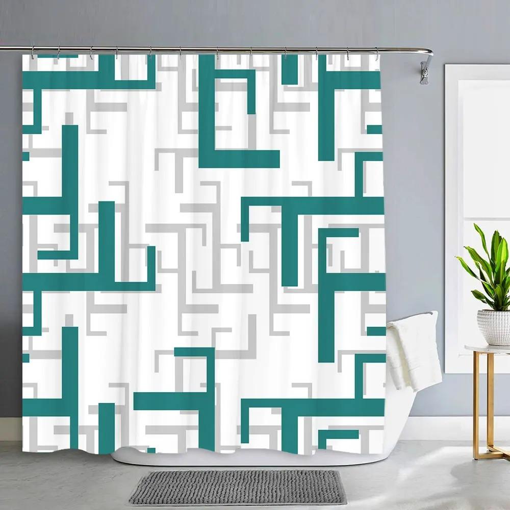 Геометрическая занавеска для душа простая современная декоративная полиэстеровая ткань машинная стирка ткань подвесная занавеска для ванной комнаты декор