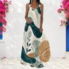 Women Plus Size Scoop Neck Strappy Sleeveless A Line Colorful Printed Long Dress
