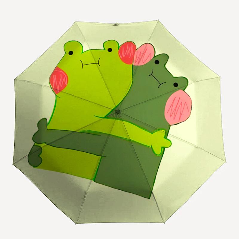 1pc Frog Hug Automatic Folding Umbrella Portable Collapsible 8-Rib Umbrella for All Seasons, Casual Outdoor Accessory, B34