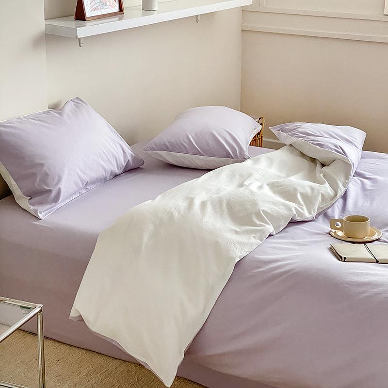 Сплошной цвет в скандинавском стиле, комплект из четырех предметов из чистого хлопка, простыня из хлопка, пододеяльник, простой комплект из трех предметов, пододеяльник