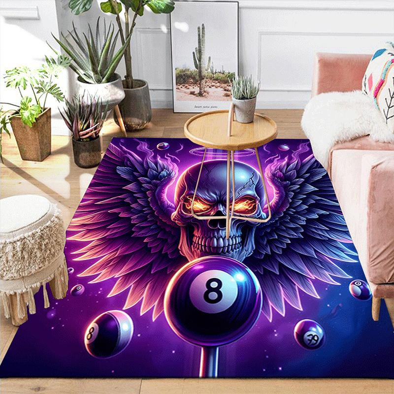 1pc Skull with wings Print, Design Indoor Area Rug - Soft, Anti-Slip, and Durable Gaming Room Decor for Bedroom, Living Room