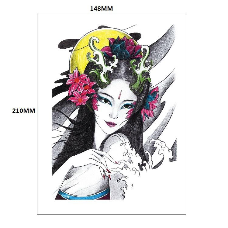 Традиционная красивая женщина персонаж слезы гейши цветная вода переводная цветочная рука анти-реальная татуировка наклейка татуировка