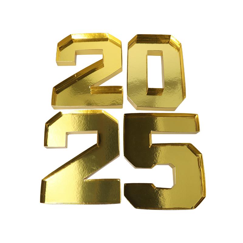 1/4 шт. Поднос-контейнер с цифрами, золотой, цифровой дизайн, тарелка для ужина, утолщенный картон, поднос для конфет, закусок, 24,5x21x3 см