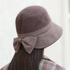 Новая осенне-зимняя шляпа для женщин с широкими полями, подчеркивающая маленькое лицо, шляпа-ведро в стиле ретро, корейская шляпа-панама с бантом
