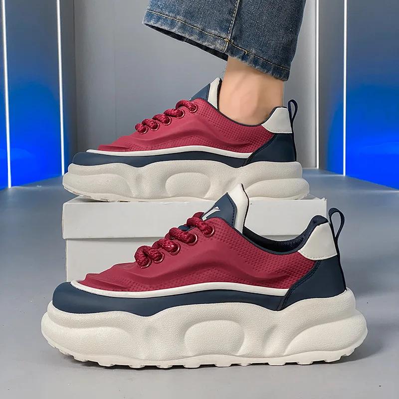 Модная мужская обувь весна-осень на толстой подошве, модная уличная обувь для фотосъемки, повседневная обувь для молодежи, спортивная обувь для бега с противоскользящим покрытием