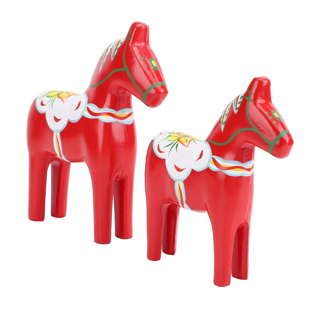 2pcs Hand Painted Swedish Wooden Horse Figurine Dalecarlian Horse Ornaments for Home Wedding Supplies