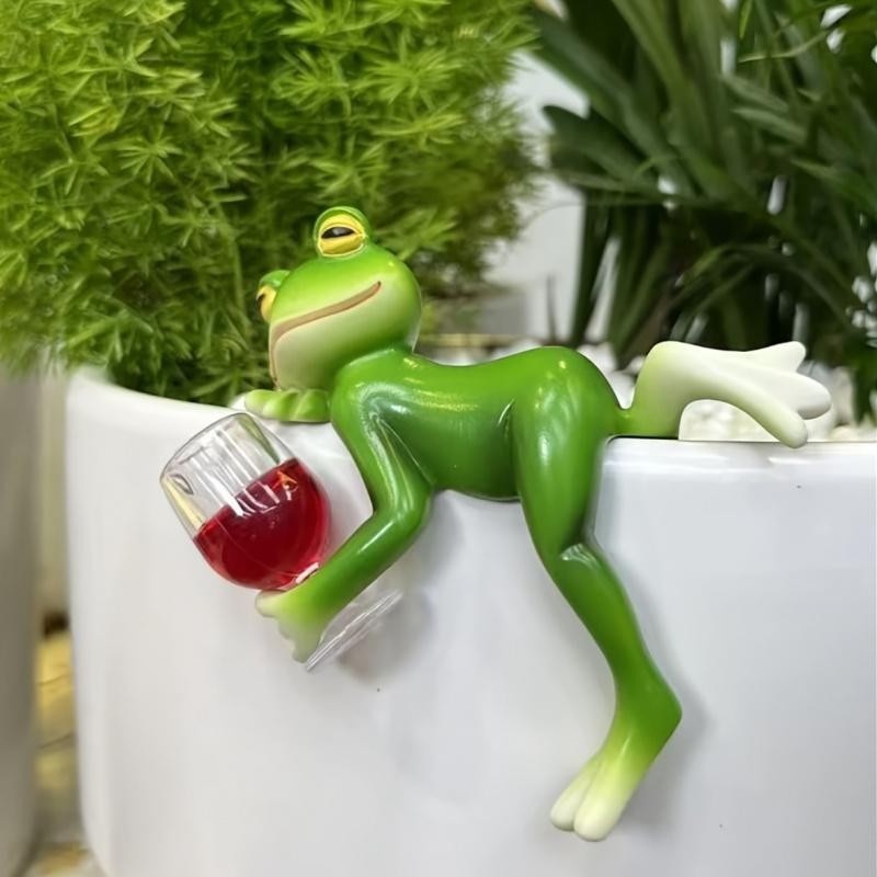 Frog Ornament Resin Decorative Cartoon Animal Hand-Painted Sitting Lying Down Standing Frog Figurines Garden Home Decor