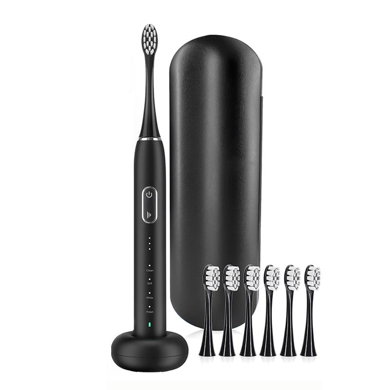 Sonic Electric Toothbrush Rechargeable with 6 Brush Heads and Travel Case 5 Modes Deep Cleaning Dental Cleaner