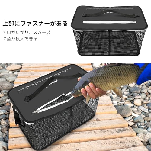 SANLIKE Плавучая рыболовная сеть с мерной шкалой, Складная, Сеть для живой наживки, Рыболовные снасти, Рыболовный ящик, Ведро (Серый, [S] 40*25*24см) (Черный, С)