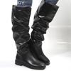 Женские кожаные высокие сапоги на плоской подошве, высокие сапоги до колена, трендовое зимнее дизайнерское платье 2025 года, новые удобные зимние мотоциклетные сапоги Mujer Botas