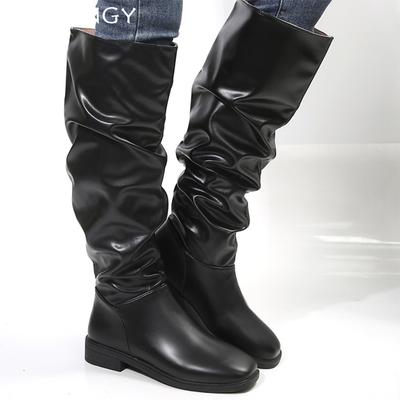Модные женские кожаные высокие сапоги на плоской подошве, высокие сапоги до колена, женские зимние дизайнерские платья 2025 года, новые удобные зимние мотоциклетные сапоги Mujer Botas