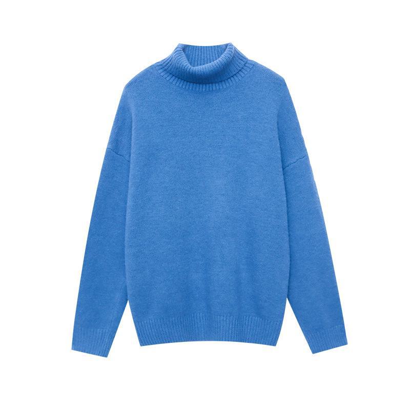 Sinan Simple Solid High-Collar Свободный тонкий мягкий трикотажный свитер SN6385