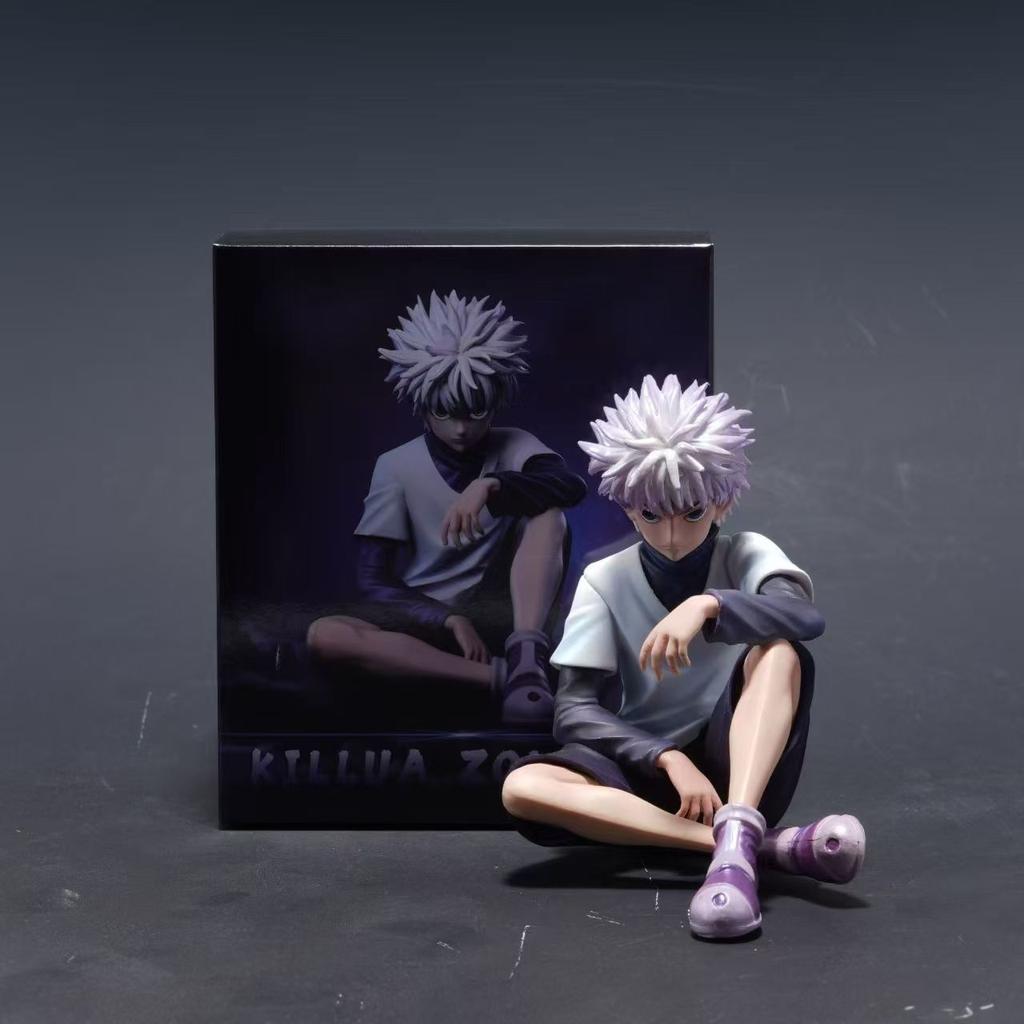 Мультяшная фигурка-модель из аниме Hunter x Hunter, сидячая поза, фигурка Killua Zoldyck, статуэтка Gon Freecss GK, настольная кукла, подарок