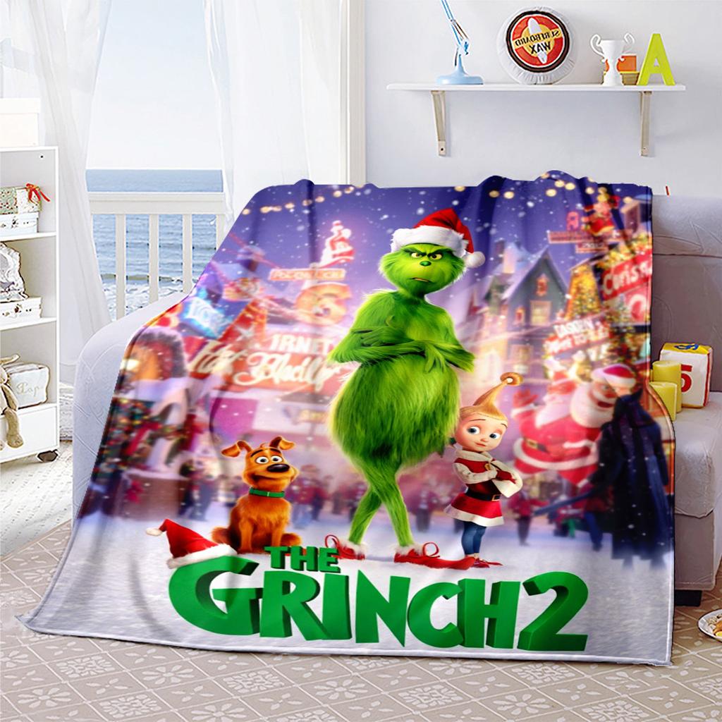 Christmas Gift Comedy Movie How the Grinch Stole Christmas blanket home warming, four season bed decoration sofa cover flannel throwing blanket K12