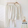 Autumn and winter thickened women's pajamas large size pullover loose cotton lapel cardigan women's jacket warm loungewear set