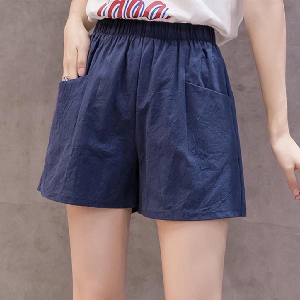 Women's High Waist Linen Loose Casual Thin Wide Leg Linen Shorts