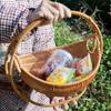 With Handle Woven Storage Basket High Grade Hand Woven Basket Imitation Rattan Basket  Home Kitchen