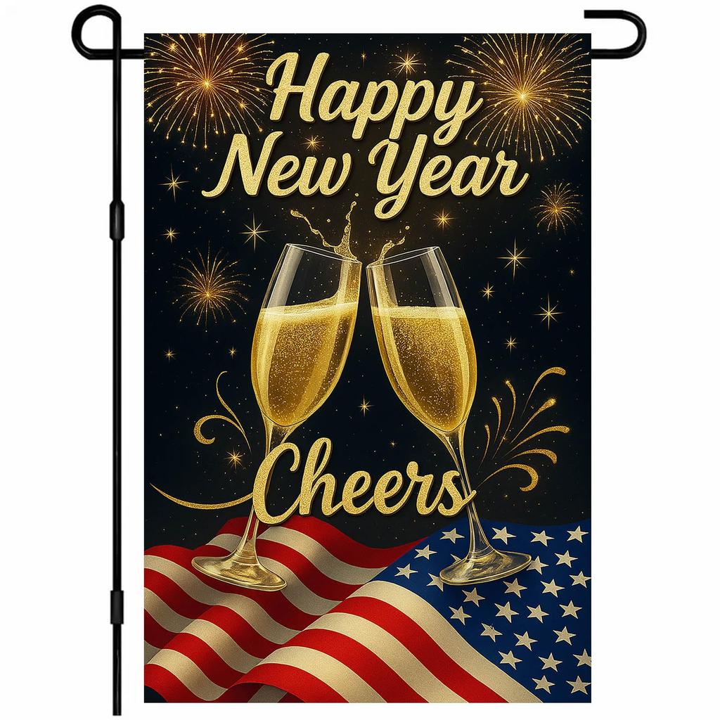 New Year's Decoration Of Garden Atmosphere With Garden Flags