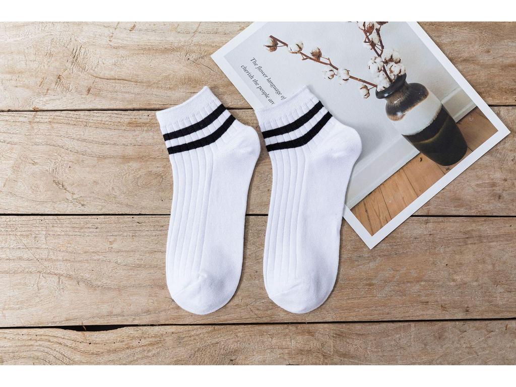 Мужские всесезонные спортивные носки с низким вырезом в японском стиле с двойной полоской