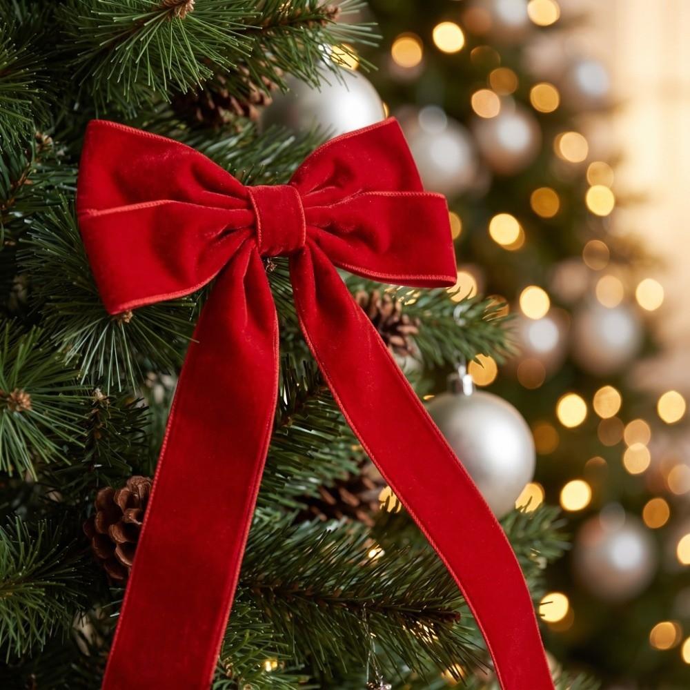 Adjustable Red Bow Curtain Rope Velvet Curtain Strap Christmas Tree Curtain Tieback Office