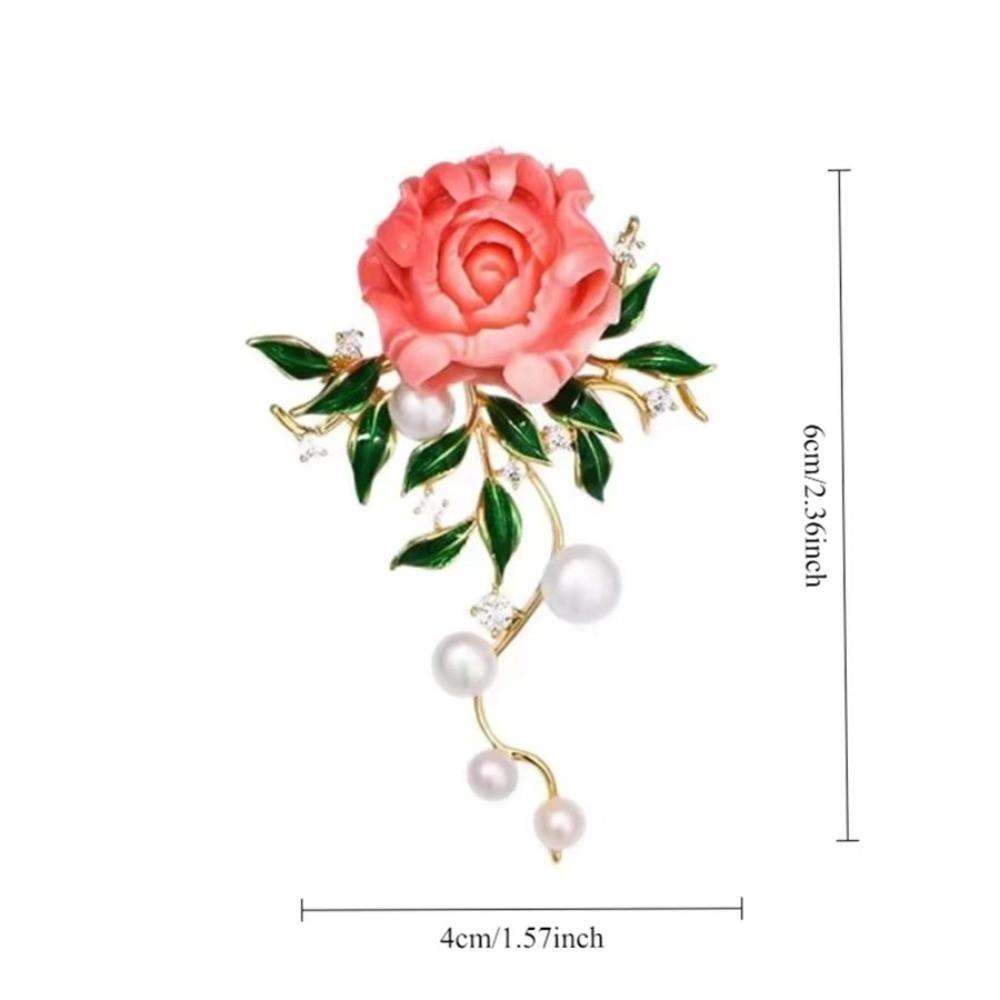 Zircon Pearls Brooches Sparkling Brooches New Peony Flower Brooches  Waist Accessorizing
