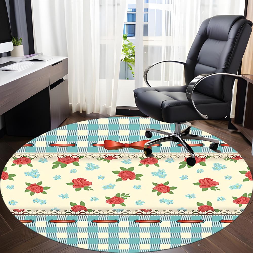 1pc Floral Basket Office Round Rug, Carpet for Office, Gaming, Lightweight Round Floor Mat yy260208046