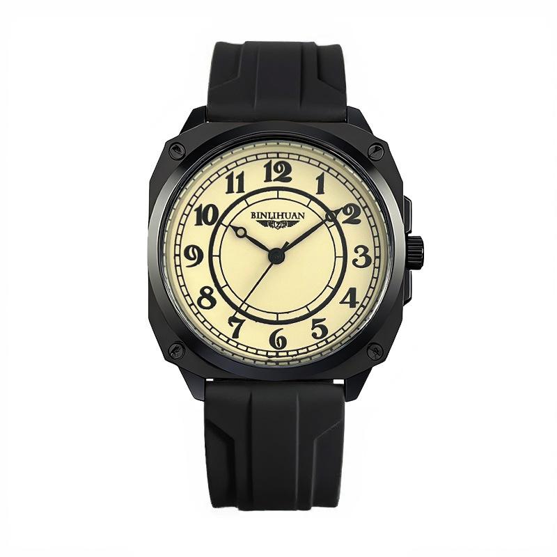 Мужские часы JYL Простые Кварцевые Для Повседневной Носки Кожаный Ремешок