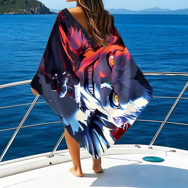 1pc D-Death Note1 Beach Towel, Beach and Seaside Swimming Pool Equipment, Fashion Pattern, Rectangular, Travel Essentials