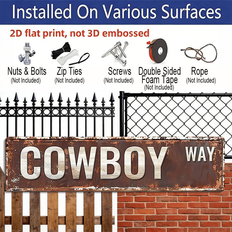 2D Flat 1pc, 15.7×3.94inch Vintage Cowboy, Aluminum Decorative Sign, Rustic Aluminum Wall Plaque for Home, Street, Shop, Garage, Bar, Farm