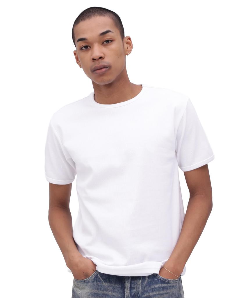 AVIREX DAILY RIB SAME COLOR CREW NECK T-SHIRT white 783-5934023